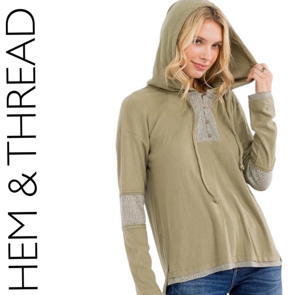 0690:  HEM & THREAD NWT HOODIE OLIVE (LR) - Picture 1 of 3